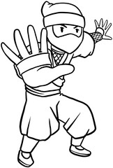cartoon japanese ninja character for coloring book