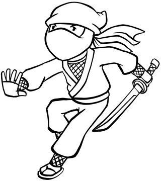 cartoon japanese ninja character for coloring book 12587846 PNG