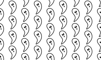 Seamless pattern with ghosts. Wallpaper with simple spooky characters or scary ghostly monsters. Repeat print background. The Halloween pattern design. Cartoon wrap paper.