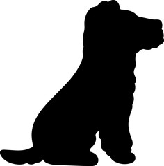 Simple and adorable Fox Terrier sitting in side view silhouette