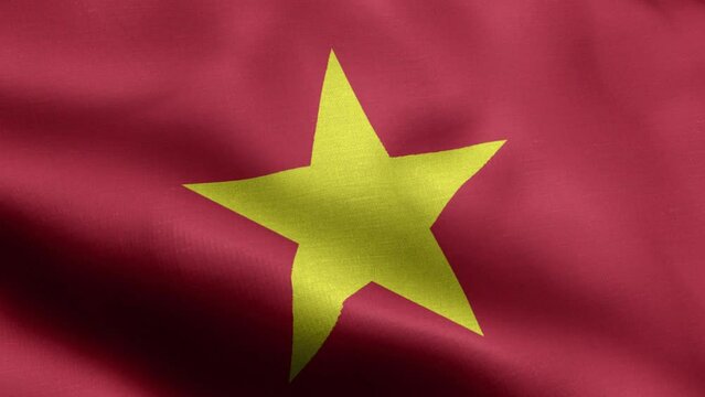 Flag Of Vietnam - Vietnam Flag High Detail - National flag Vietnam wave Pattern loopable Elements - Fabric texture and endless loop - Seamless loop - Highly Detailed Flag - Flag Vietnam, Hanoi