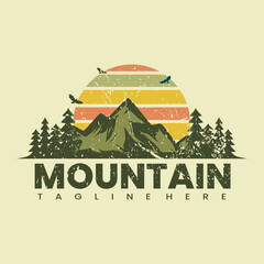 Vector illustration of the mountain, outdoor adventure. Simple logo design © Rahmatsapp