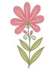 Colorful flower illustration. PNG with transparent background.