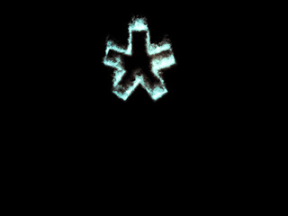 Neon flame asterisk. Font outline ocean blue fire.