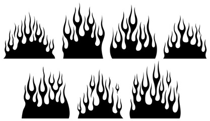 Fire flames isolated on white background. Tribal tattoo design.