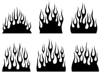 Fire flames isolated on white background. Tribal tattoo design.