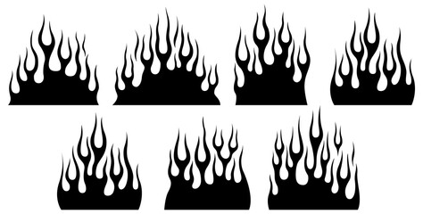 Fire flames isolated on white background. Tribal tattoo design.