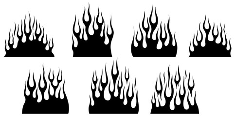 Fire flames isolated on white background. Tribal tattoo design.