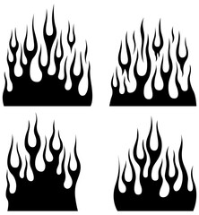 Fire flames isolated on white background. Tribal tattoo design.