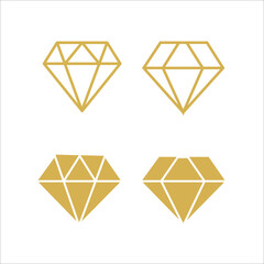 Gold diamond vector logo icon set