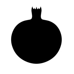 Pomegranate icon. Black fruit silhouette. Isolated on a white background. Easy to change back. Vector illustration