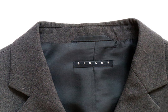 Label of a SISLEY jacket. Sisley is an Italian fashion brand of Benetton Group S.r.l. - Itay