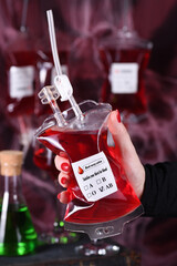 Blood bag Halloween drink