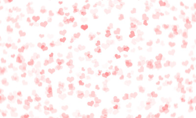 Red bokeh from hearts on a white background