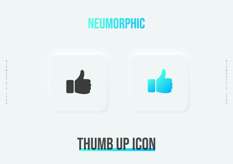 Thumb up, like trendy neumorphic icon in solid and gradient color 