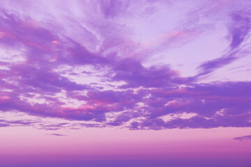 purple sky panorama with clouds for atmospheric background