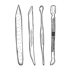 Set of equipment manicure and pedicure monochrome icons, design elements isolated on white background. Beauty and fashion symbols. Design elements for logo, label, emblem.