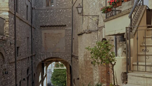 Porta dei Santi, one of the entrance doors to the village of Contigliano. Contigliano, Rieti province, Lazio, Italy, Europe
