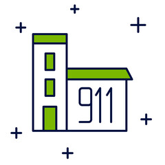 Filled outline Building of fire station icon isolated on white background. Fire department building. Vector