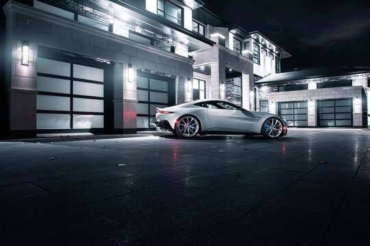 Los-Angeles, USA - August 2022: Supercar Aston Martin Vantage V8.
