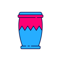 Filled outline Drum icon isolated on white background. Music sign. Musical instrument symbol. Vector