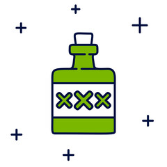 Filled outline Alcohol drink Rum bottle icon isolated on white background. Vector