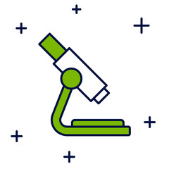 Filled outline Microscope icon isolated on white background. Chemistry, pharmaceutical instrument, microbiology magnifying tool. Vector