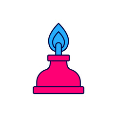 Filled outline Alcohol or spirit burner icon isolated on white background. Chemical equipment. Vector