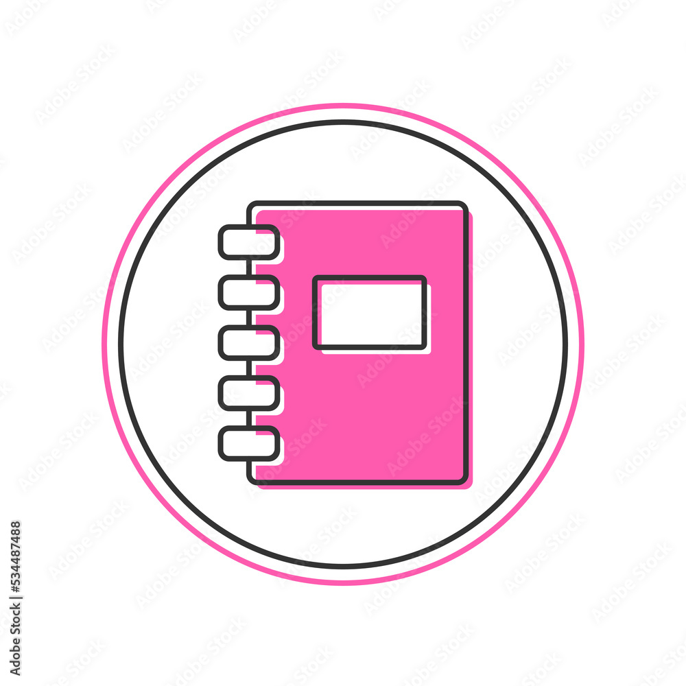 Poster filled outline notebook icon isolated on white background. spiral notepad icon. school notebook. wri