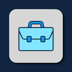 Filled outline Briefcase icon isolated on blue background. Business case sign. Business portfolio. Vector