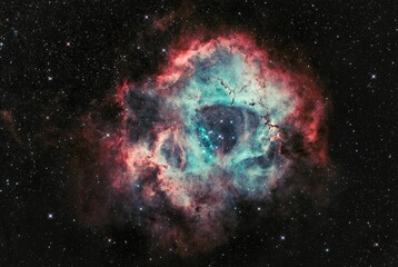 Beautiful shot of the rosette nebula in a starry galaxy sky