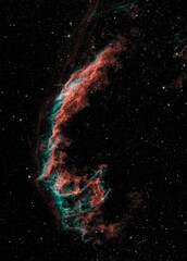 Vertical shot of the beautiful starry east veil nebula in the galaxy