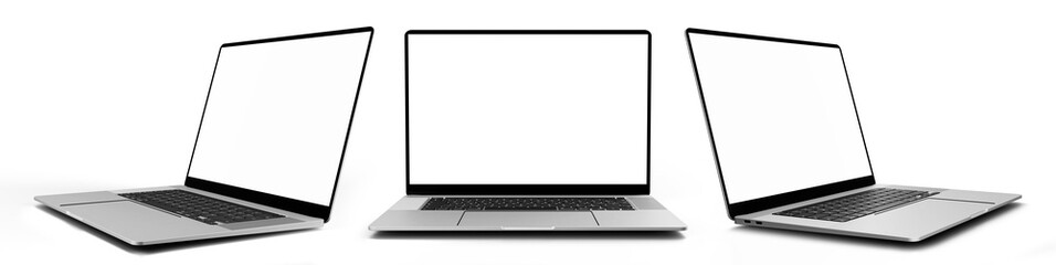Laptop mock up with transparent screen isolated - obrazy, fototapety, plakaty