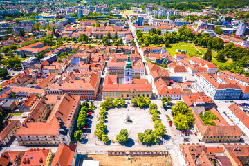 Town of Karlovac historic city center aerial view