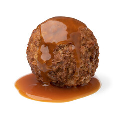 Traditional Dutch baked meatball and gravy isolated on white background