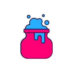 Filled outline Witch cauldron icon isolated on white background. Happy Halloween party. Vector