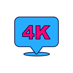 Filled outline 4k Ultra HD icon isolated on white background. Vector
