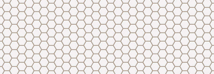 Embossed light grey hexagon on brown background. Abstract honeycomb. Abstract tortoiseshell. Abstract  concrete hexagonal paver block. Abstract pattern cement floor