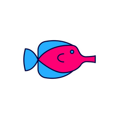 Filled outline Butterfly fish icon isolated on white background. Vector