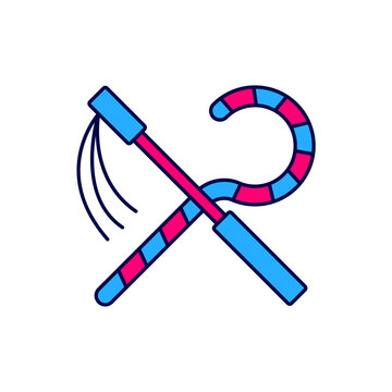 Filled outline Crook and flail icon isolated on white background. Ancient Egypt symbol. Scepters of egypt. Vector