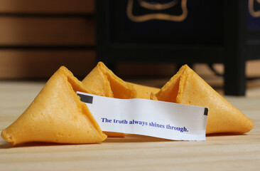 Open Fortune Cookie With Message The truth always shines through