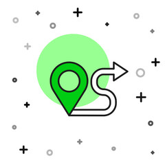Filled outline Route location icon isolated on white background. Map pointer sign. Concept of path or road. GPS navigator. Vector
