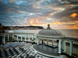 Early morning view of the band stand at Scarborough Yorkshire 