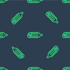 Line Fresh cucumber icon isolated seamless pattern on blue background. Vector