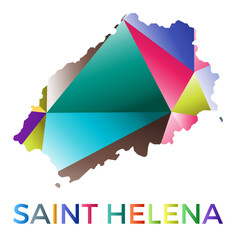 Bright colored Saint Helena shape. Multicolor geometric style island logo. Modern trendy design. Appealing vector illustration.