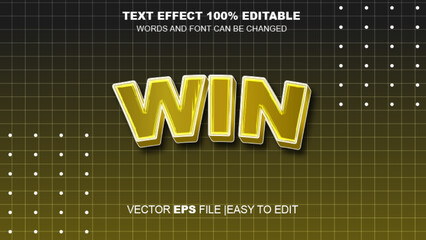 3D WIN editable text effect vector Eps