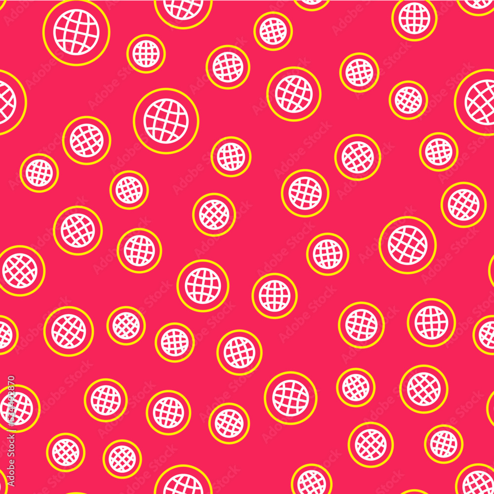 Poster line global technology or social network icon isolated seamless pattern on red background. vector