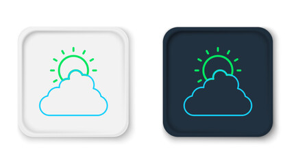 Line Sun and cloud weather icon isolated on white background. Colorful outline concept. Vector