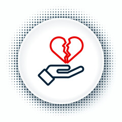 Line Broken heart or divorce icon isolated on white background. Love symbol. Valentines day. Colorful outline concept. Vector