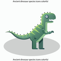 Ancient dinosaur species icons colorful classical sketch